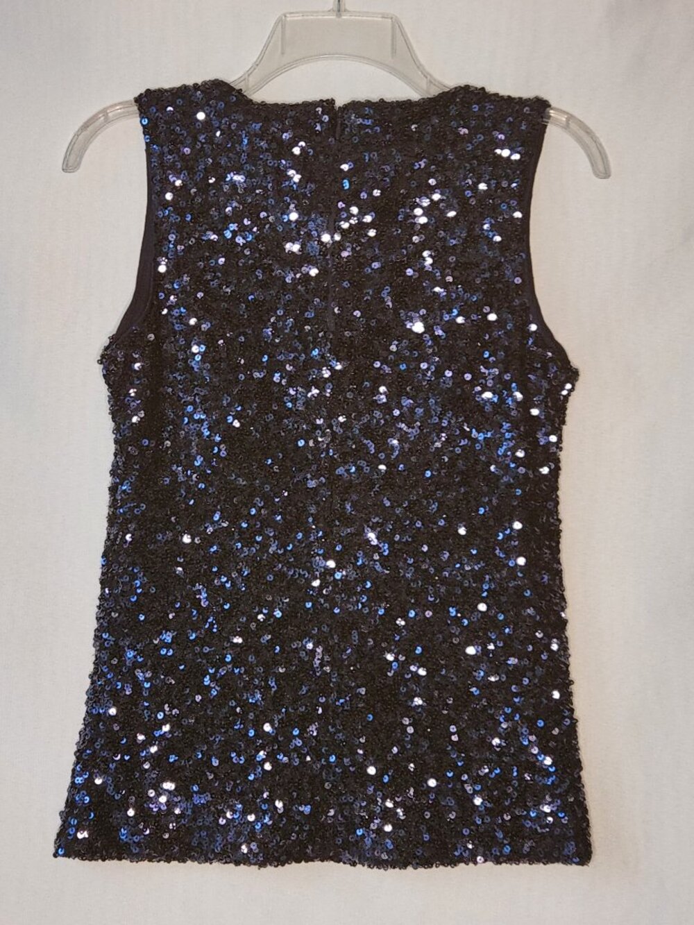 GAP Sequin Blouse Sleeveless Blue Fully Lined XS - Picture 3 of 6